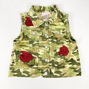 3/$25 Little Lass Kids Camo Vest with Rose Embroidery - Size 3T
